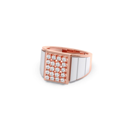 Dual Tone Luxurious Diamond Geometric Men's Band