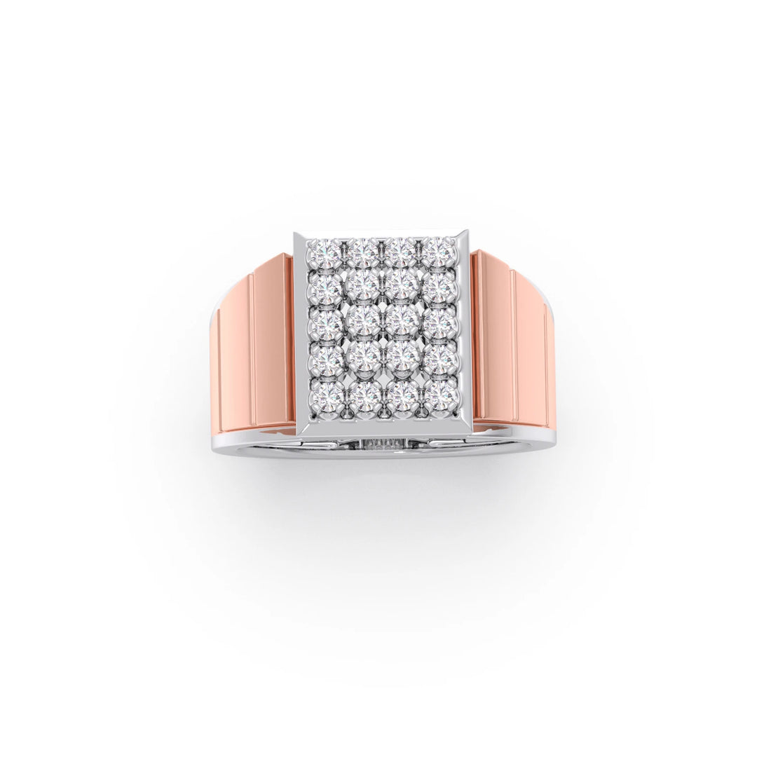 Dual Tone Luxurious Diamond Geometric Men's Band