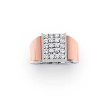 Dual Tone Luxurious Diamond Geometric Men's Band