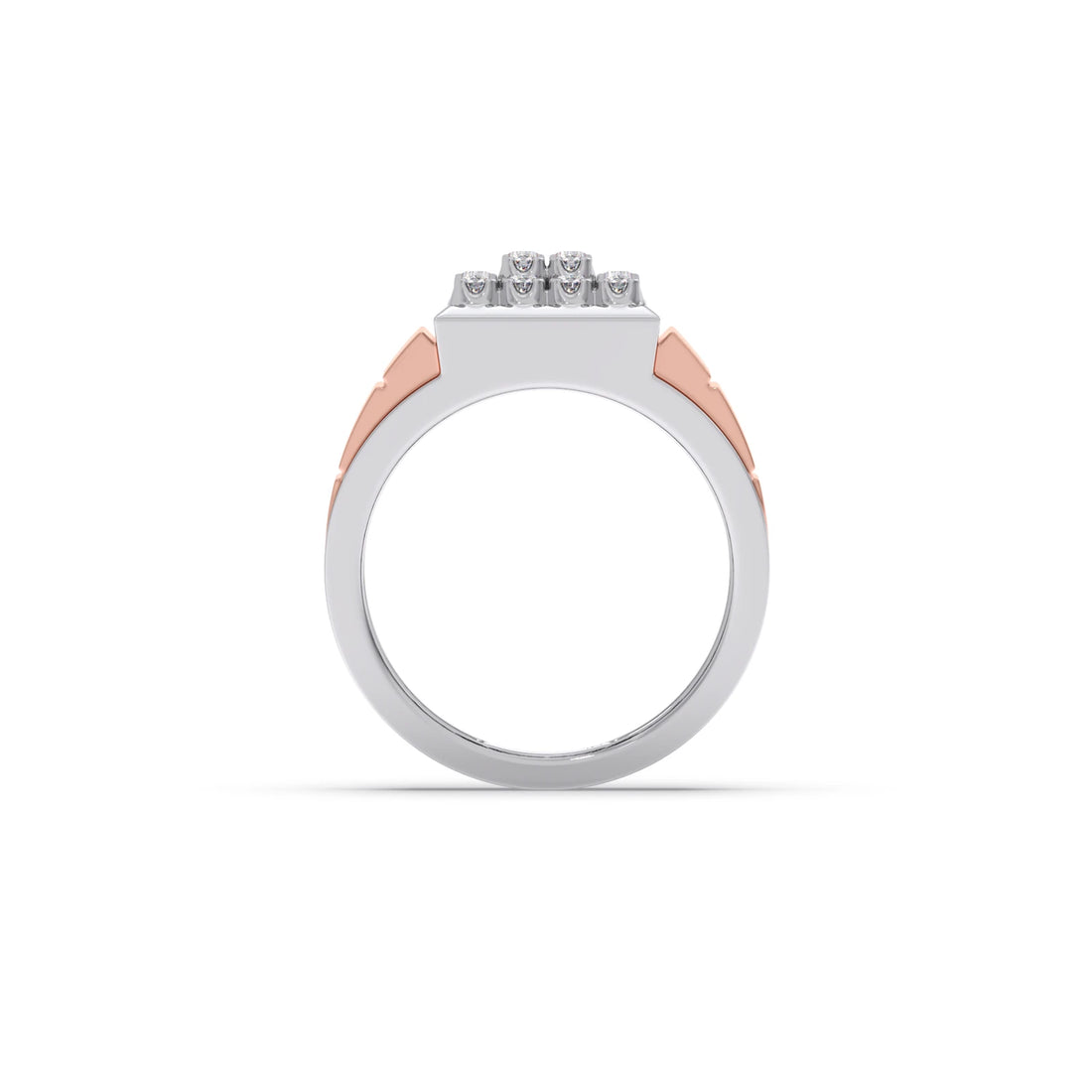 Dual Tone Luxurious Diamond Geometric Men's Band