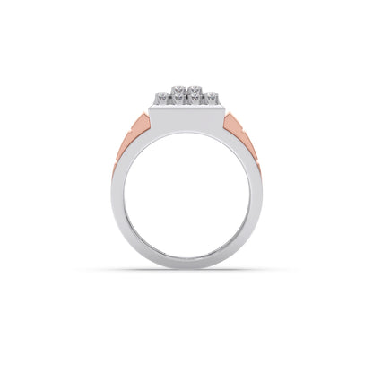 Dual Tone Luxurious Diamond Geometric Men's Band