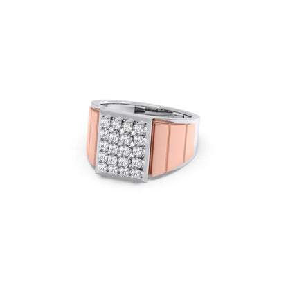 Dual Tone Luxurious Diamond Geometric Men's Band