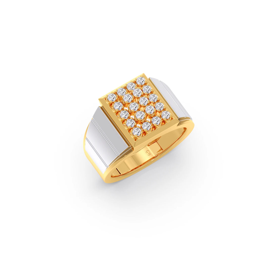 Dual Tone Luxurious Diamond Geometric Men's Band