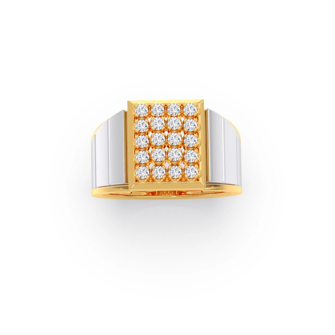 Dual Tone Luxurious Diamond Geometric Men's Band