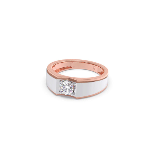 Men's Two-Tone Prong-Set Solitaire Band
