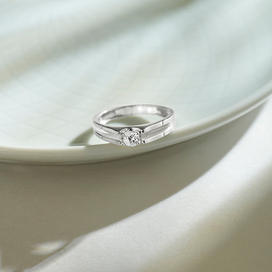 Classic Diamond Solitaire Men's Engagement Ring