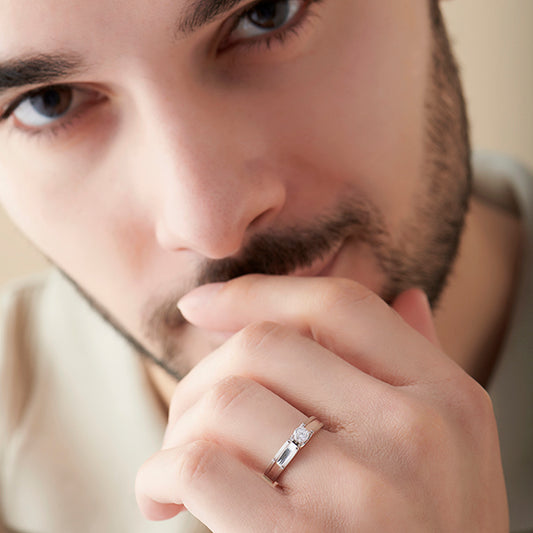 Classic Diamond Solitaire Men's Engagement Ring