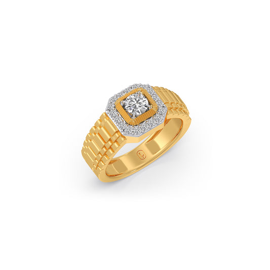 Men’s Square Cluster Diamond Ring - Yellow