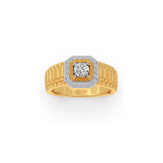 Men’s Square Cluster Diamond Ring - Yellow
