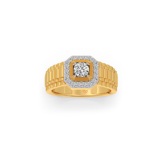 Men’s Square Cluster Diamond Ring - Yellow