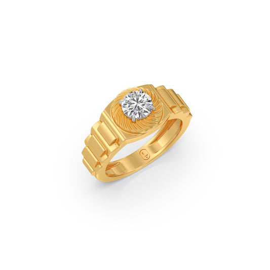 Men’s Prong-Set Solitaire Lab-Grown Diamond Ring - Yellow