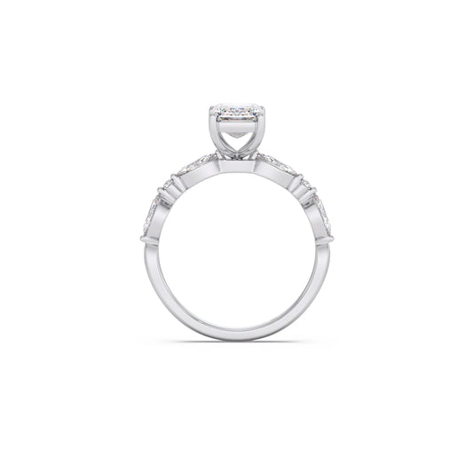 Emerald Cut with Side Diamonds Accent Engagement Ring