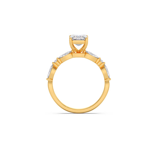 Emerald Cut with Side Diamonds Accent Engagement Ring