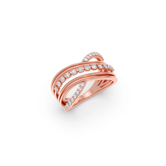 Multi-Row Crossover Diamond Ring - Rose