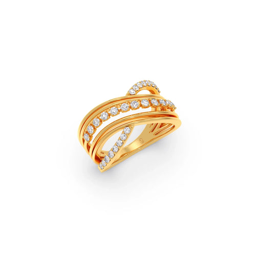 Multi-Row Crossover Diamond Ring