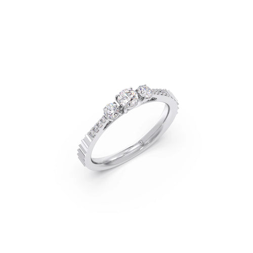 Trilogy Diamond Ring with Diamond Shoulders