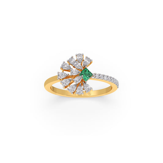 Floral Breeze Cluster Diamond Ring - Yellow
