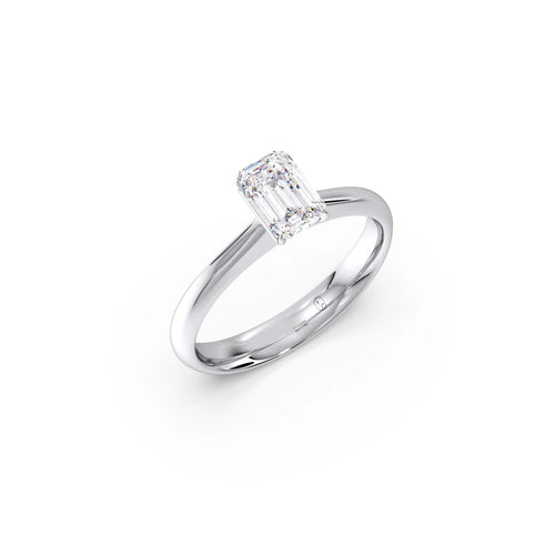 Four Prongs Emerald-Cut Solitaire Engagement Ring