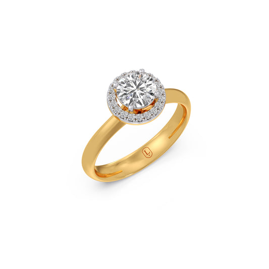 Round Halo Solitaire Engagement Ring – 8.10 MM - Yellow