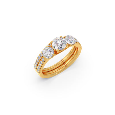 Three-Stone Engagement Ring with Accent Diamonds