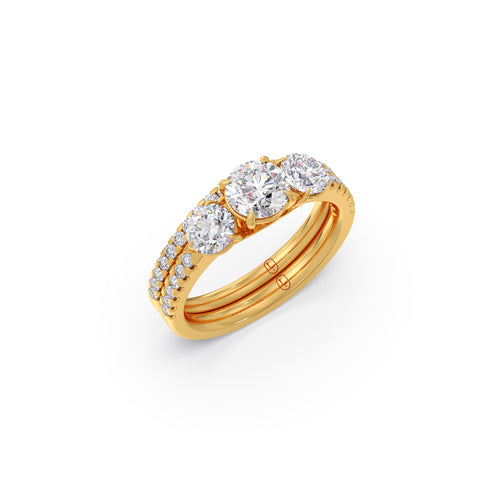 Three-Stone Engagement Ring with Accent Diamonds