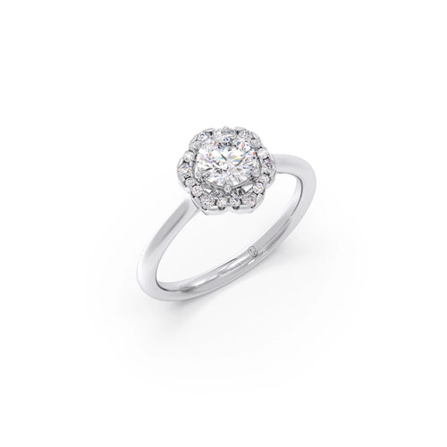 Round Halo Solitaire Ring – 9.2 MM.