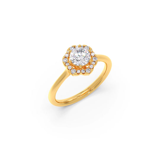 Round Halo Solitaire Ring – 9.2 MM. - Yellow