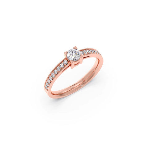 4 Prong Round Pave Engagement Ring – 4.4 MM