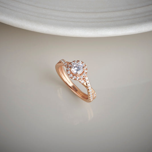 Round Halo Twisted Engagement Ring – 0.48 ct