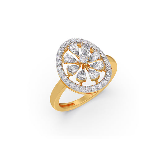 Ethereal Petal Cluster Diamond Ring - Yellow