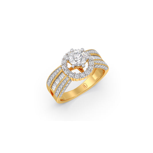 Empress Halo Solitaire Engagement Ring - Yellow