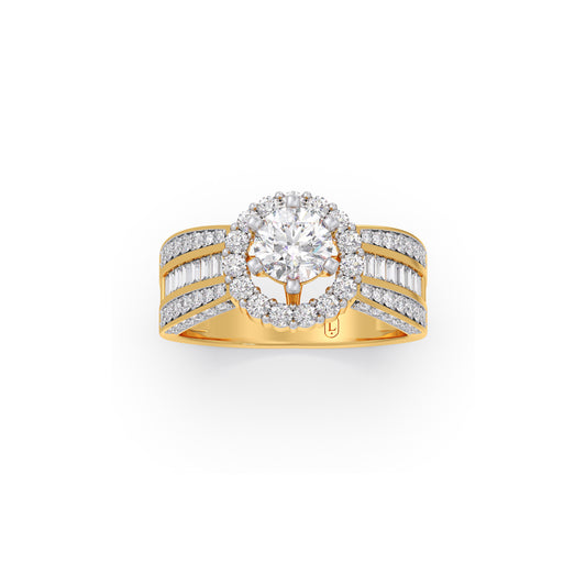 Empress Halo Solitaire Engagement Ring - Yellow