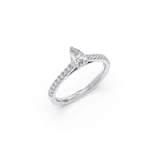 Pear Solitaire with Diamond Accents Ring