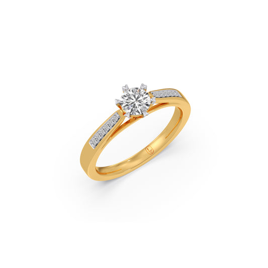 Round Solitaire Vintage Engagement Ring - Yellow