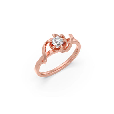 Round Solitaire Swirl Engagement Ring