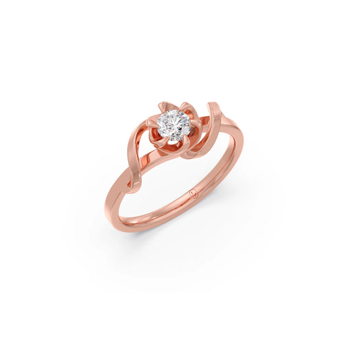 Round Solitaire Swirl Engagement Ring