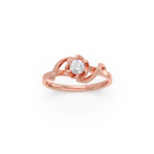 Round Solitaire Swirl Engagement Ring