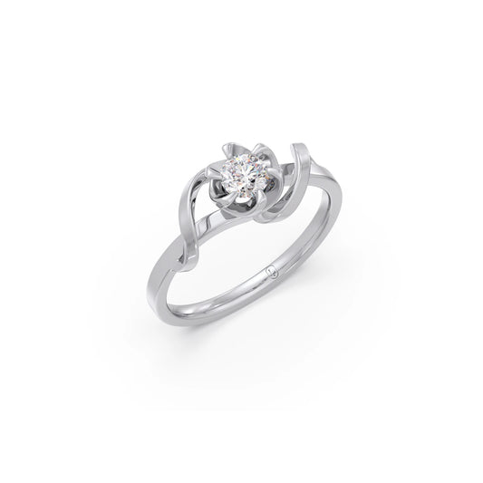 Round Solitaire Swirl Engagement Ring