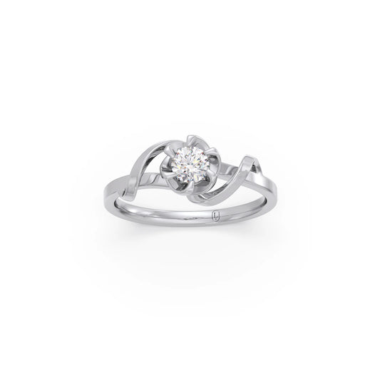 Round Solitaire Swirl Engagement Ring