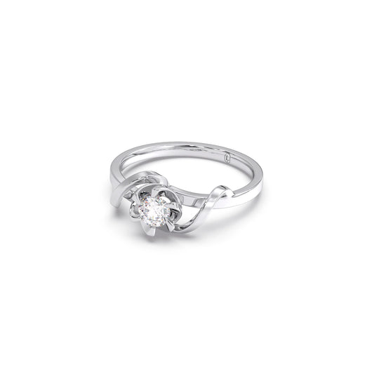 Round Solitaire Swirl Engagement Ring