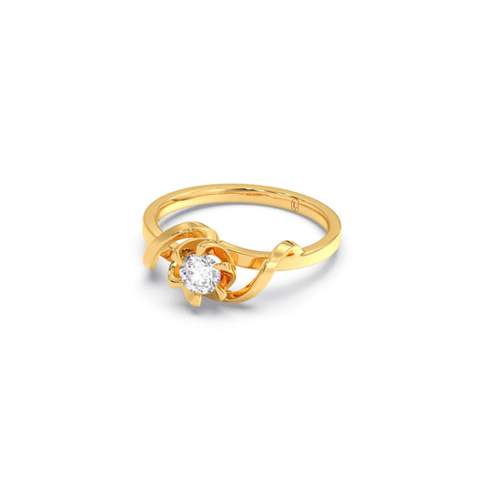Round Solitaire Swirl Engagement Ring