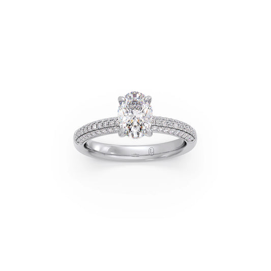 Oval Diamond Pavé Engagement Ring - White