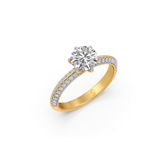 Round Diamond Pavé Engagement Ring - Yellow