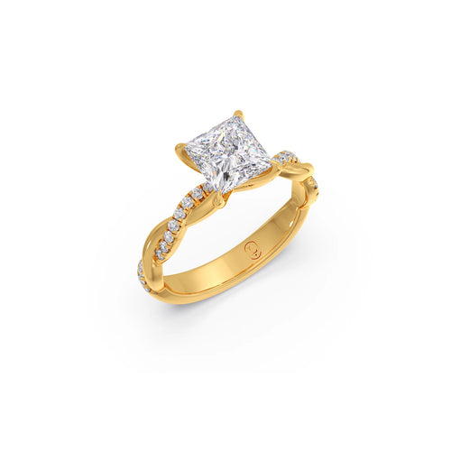 Princess Diamond Twisted Pavé Engagement Ring