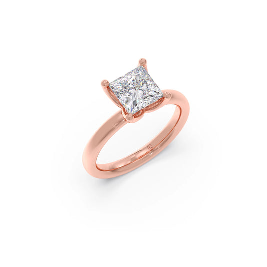 Princess Cut Solitaire Engagement Ring - Rose