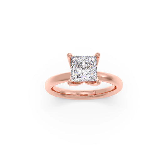 Princess Cut Solitaire Engagement Ring - Rose