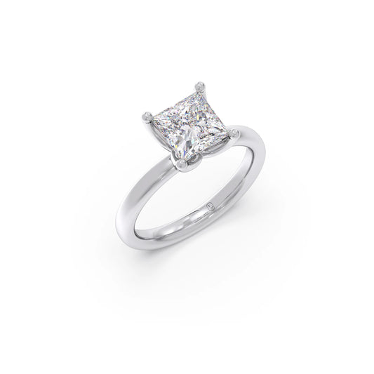 Princess Cut Solitaire Engagement Ring - White