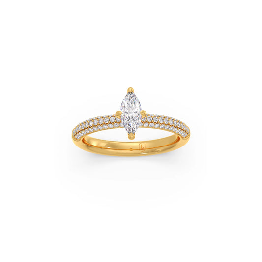 Marquise Solitaire Pave Engagement Ring - Yellow