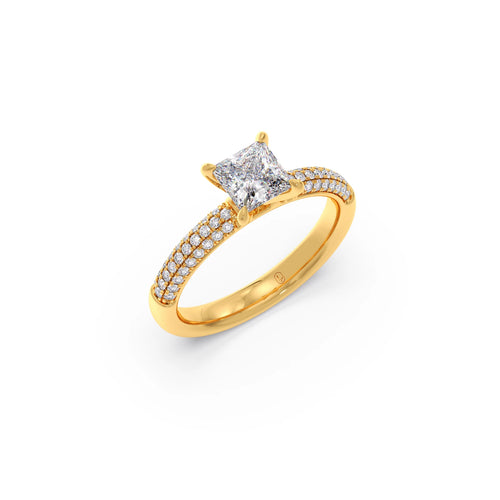 Princess Cut Pave Solitaire Engagement Ring