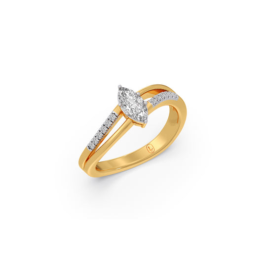 Marquise-Cut Diamond Split Shank Ring - Yellow